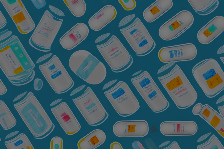 Various pill bottles and tablets to represent different types of mental health medication
