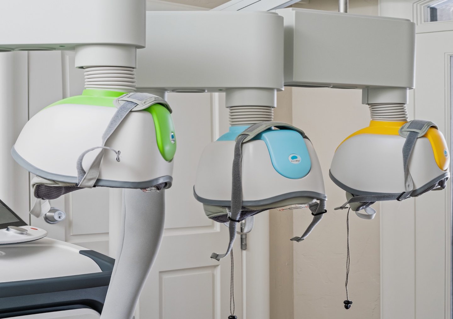 Three helmets used for Deep TMS at All Points North Lodge