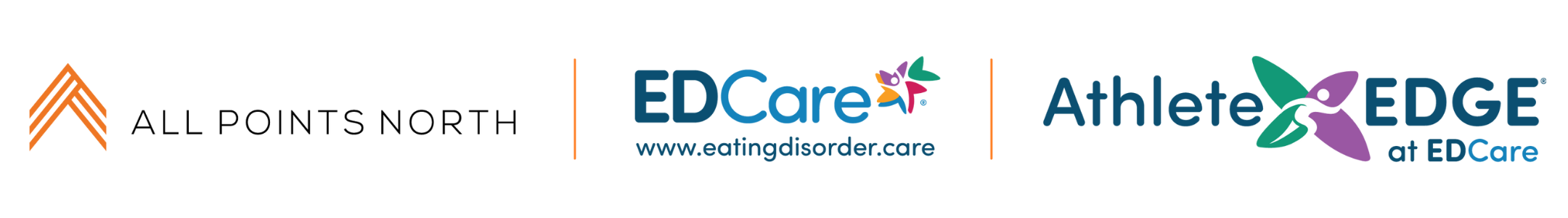 Brand logos for the sponsors of the Recovery in Motion event: All Points North, EDCare, and Athlete EDGE® at EDCare