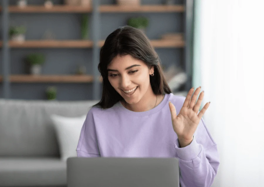 Client in a virtual IOP group session from home